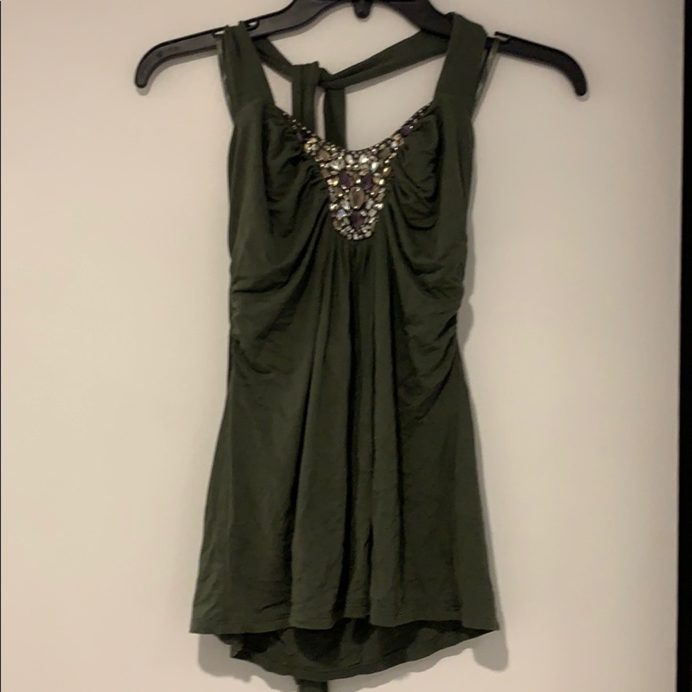 WHBM Beautiful Green Jeweled Halter Top!